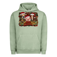 Pigment Oil Green merry christmas farm animals Urban Hoodie - RanaPortraitStore
