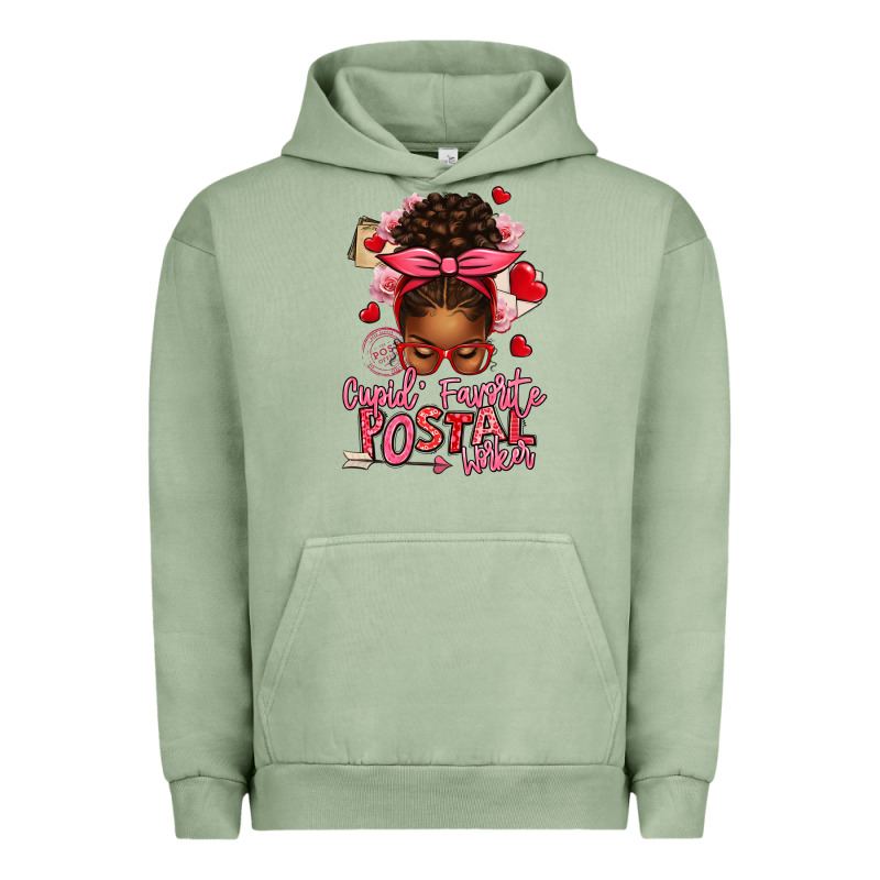 Cupid's Favorite Postal Worker Afro Messy Bun Urban Hoodie by texasbilliewilder | Teevron