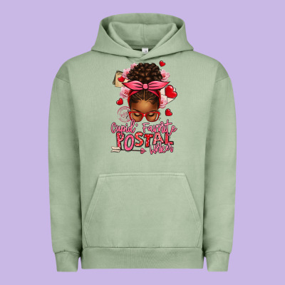 Cupid's Favorite Postal Worker Afro Messy Bun Urban Hoodie Designed By Texasbilliewilder