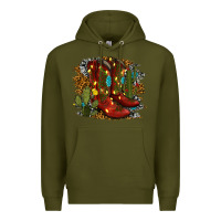 Army Green christmas cowboy boots Premium Hoodie - RanaPortraitStore