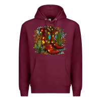 Burgundy christmas cowboy boots Premium Hoodie - RanaPortraitStore
