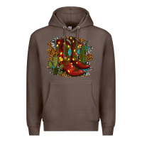 Coffee christmas cowboy boots Premium Hoodie - RanaPortraitStore