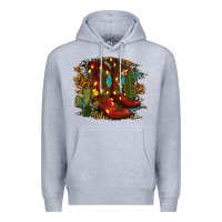 Heather Grey christmas cowboy boots Premium Hoodie - RanaPortraitStore