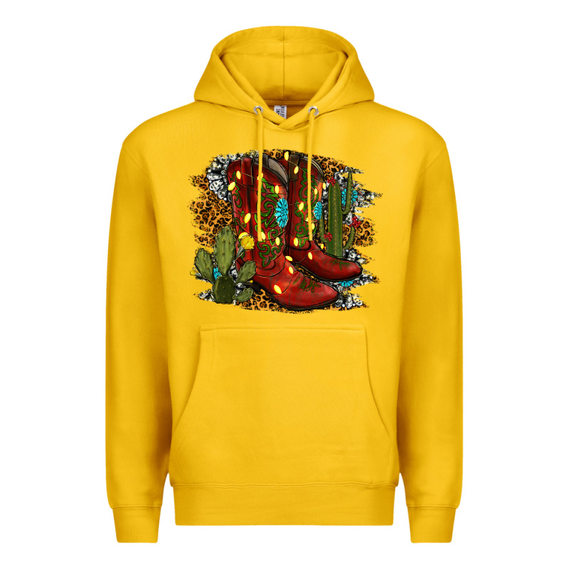 Christmas Cowboy Boots Premium Hoodie by RanaPortraitStore | Teevron