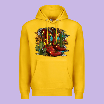 Christmas Cowboy Boots Premium Hoodie Designed By Ranaportraitstore