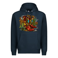 Navy christmas cowboy boots Premium Hoodie - RanaPortraitStore