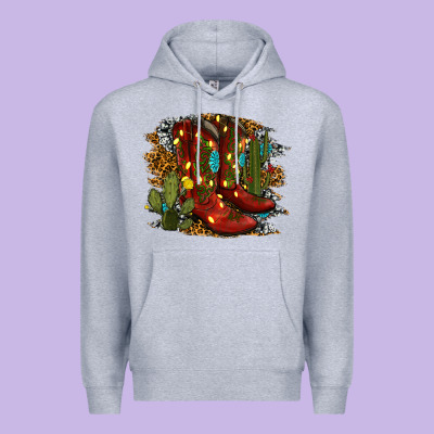 Christmas Cowboy Boots Premium Hoodie Designed By Ranaportraitstore