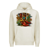 Oatmeal Heather christmas cowboy boots Premium Hoodie - RanaPortraitStore