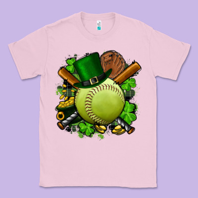 St.patrick's Day Softball Classic Tee Designed By Fadigitalartstudio
