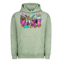 Pigment Oil Green hair hustler coffee cups Urban Hoodie - Zillion Design Studio