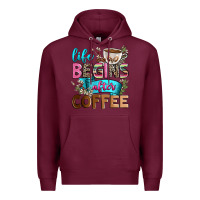 Burgundy life begins after coffee Premium Hoodie - Zillion Design Studio