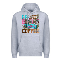 Heather Grey life begins after coffee Premium Hoodie - Zillion Design Studio