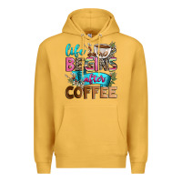 Mustard life begins after coffee Premium Hoodie - Zillion Design Studio