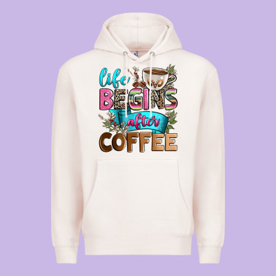 Life Begins After Coffee Premium Hoodie Designed By Zillion Design Studio