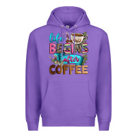 Purple life begins after coffee Premium Hoodie - Zillion Design Studio