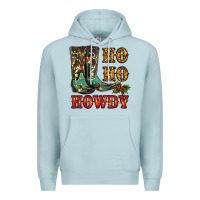 Blue Mist christmas cowboy boots ho ho howdy Premium Hoodie - RanaPortraitStore
