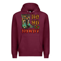 Burgundy christmas cowboy boots ho ho howdy Premium Hoodie - RanaPortraitStore