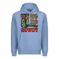Colony Blue christmas cowboy boots ho ho howdy Premium Hoodie - RanaPortraitStore