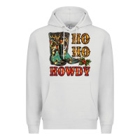 Dove Grey christmas cowboy boots ho ho howdy Premium Hoodie - RanaPortraitStore
