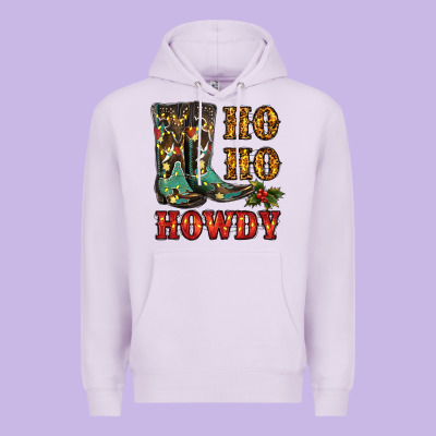 Christmas Cowboy Boots Ho Ho Howdy Premium Hoodie Designed By Ranaportraitstore