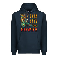 Navy christmas cowboy boots ho ho howdy Premium Hoodie - RanaPortraitStore