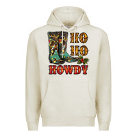 Oatmeal Heather christmas cowboy boots ho ho howdy Premium Hoodie - RanaPortraitStore