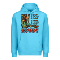 Ocean Blue christmas cowboy boots ho ho howdy Premium Hoodie - RanaPortraitStore