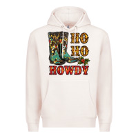 Pale Pink christmas cowboy boots ho ho howdy Premium Hoodie - RanaPortraitStore