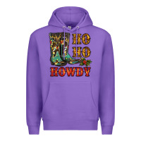 Purple christmas cowboy boots ho ho howdy Premium Hoodie - RanaPortraitStore