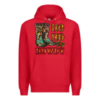 Red christmas cowboy boots ho ho howdy Premium Hoodie - RanaPortraitStore