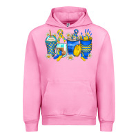 Fuchsia Pink down syndrome coffee cups Urban Hoodie - Zillion Design Studio