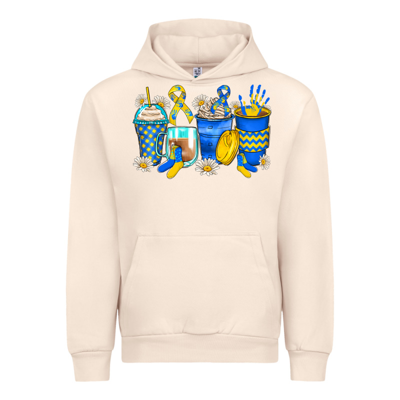 Down Syndrome Coffee Cups Urban Hoodie by Zillion Design Studio | Teevron