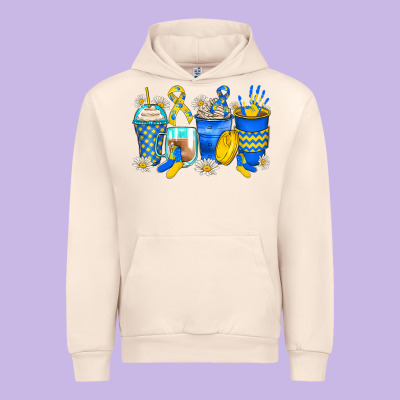 Down Syndrome Coffee Cups Urban Hoodie Designed By Zillion Design Studio