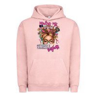 Pigment Salmon minding my own small business blonde messy bun Urban Hoodie - texasbilliewilder