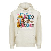 Oatmeal Heather iced coffee addict Premium Hoodie - Zillion Design Studio