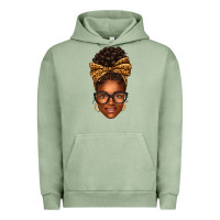 Pigment Oil Green afro woman messy bun Urban Hoodie - texasbilliewilder