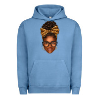 Pigment Pebble Blue afro woman messy bun Urban Hoodie - texasbilliewilder