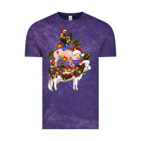 Cloud Purple stacked christmas farm animals Vintage Tee - Artiststas