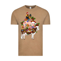 Vintage Coffee stacked christmas farm animals Vintage Tee - Artiststas