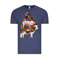 Vintage Denim stacked christmas farm animals Vintage Tee - Artiststas