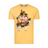 Vintage Mustard stacked christmas farm animals Vintage Tee - Artiststas