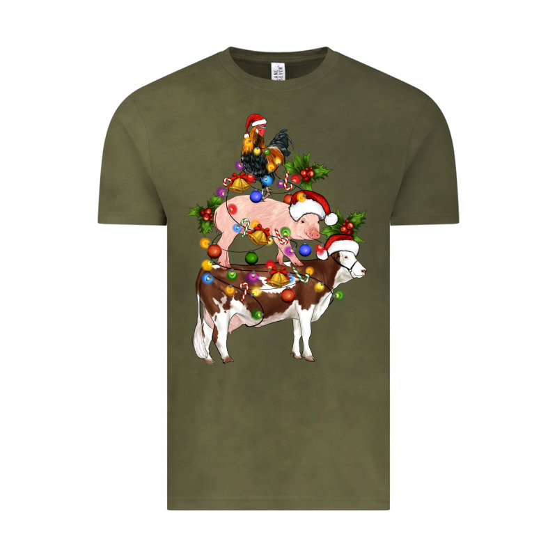 Stacked Christmas Farm Animals Vintage Tee by Artiststas | Teevron