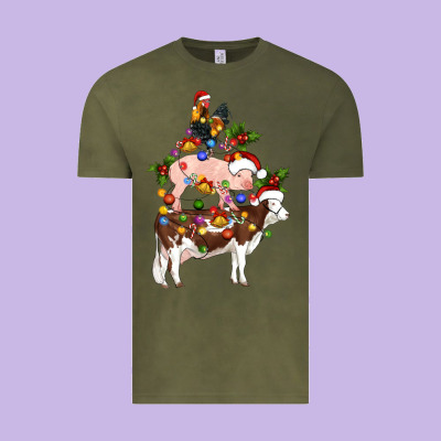 Stacked Christmas Farm Animals Vintage Tee Designed By Artiststas