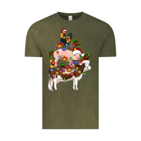 Vintage Olive stacked christmas farm animals Vintage Tee - Artiststas