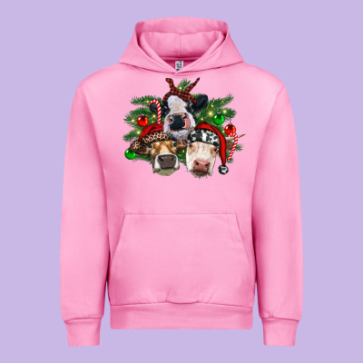 Christmas Cows With Tree Urban Hoodie Designed By Ranaportraitstore