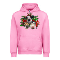 Fuchsia Pink christmas cows with tree Urban Hoodie - RanaPortraitStore