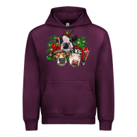 Mauve Wine christmas cows with tree Urban Hoodie - RanaPortraitStore