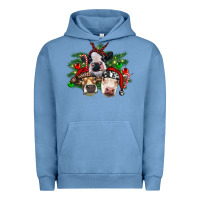 Pigment Pebble Blue christmas cows with tree Urban Hoodie - RanaPortraitStore