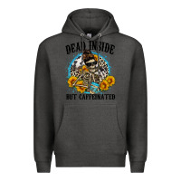 Charcoal Heather dead inside but caffeinated Premium Hoodie - Zillion Design Studio