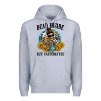 Heather Grey dead inside but caffeinated Premium Hoodie - Zillion Design Studio